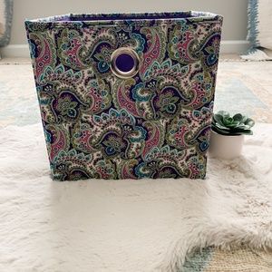 Purple Paisley Print Fabric Cube Storage Bin